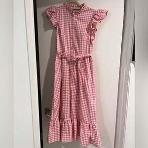 Pink Gingham Maxi Dress